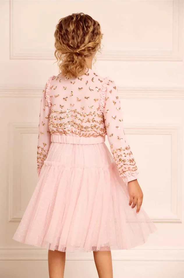 Emily Lace Georgette Bomber Jacket Pink Kids Needle and Thread Kids Daywear