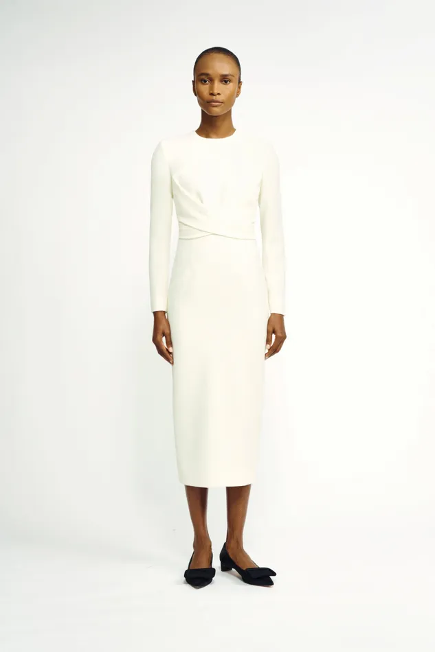 Emmett Dress Ivory CrossFront Long Sleeve Dress Women Dresses Emilia Wickstead