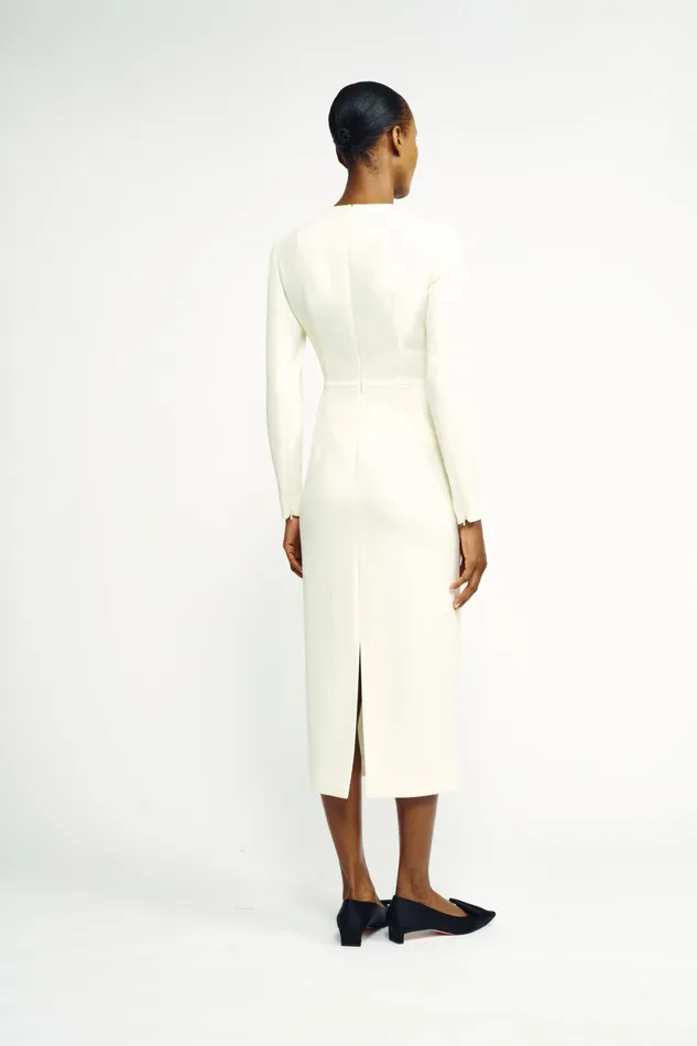 Emmett Dress Ivory CrossFront Long Sleeve Dress Women Dresses Emilia Wickstead
