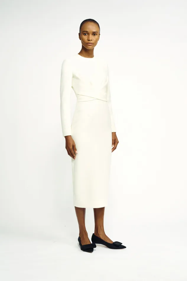 Emmett Dress Ivory CrossFront Long Sleeve Dress Women Dresses Emilia Wickstead