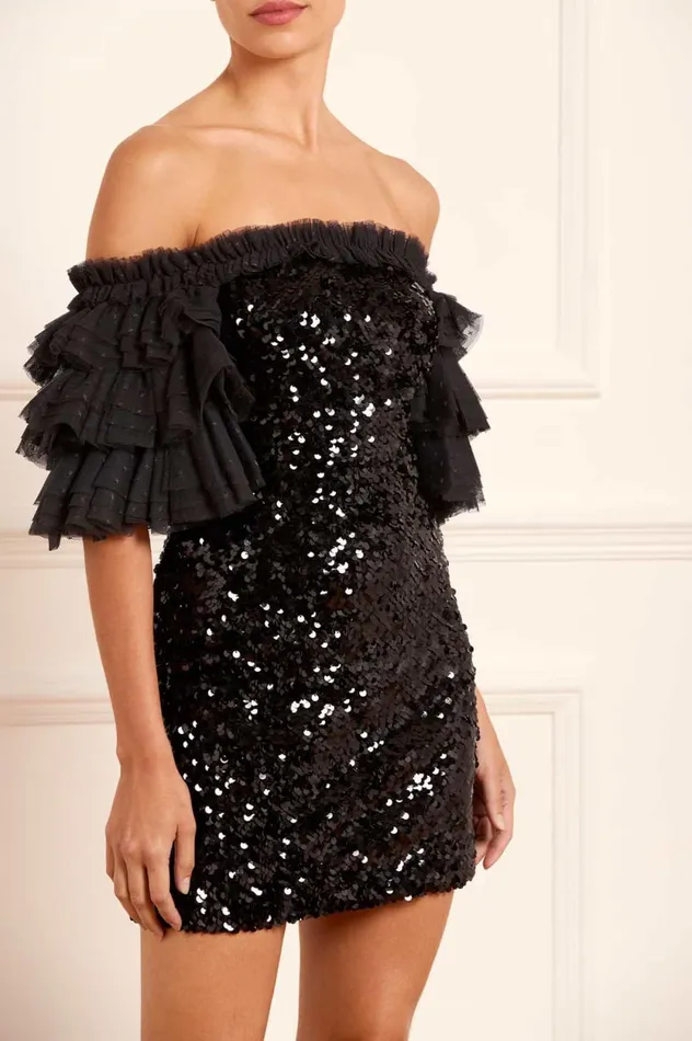 Essie OffShoulder Micro Mini Dress Black Women Needle and Thread Dresses