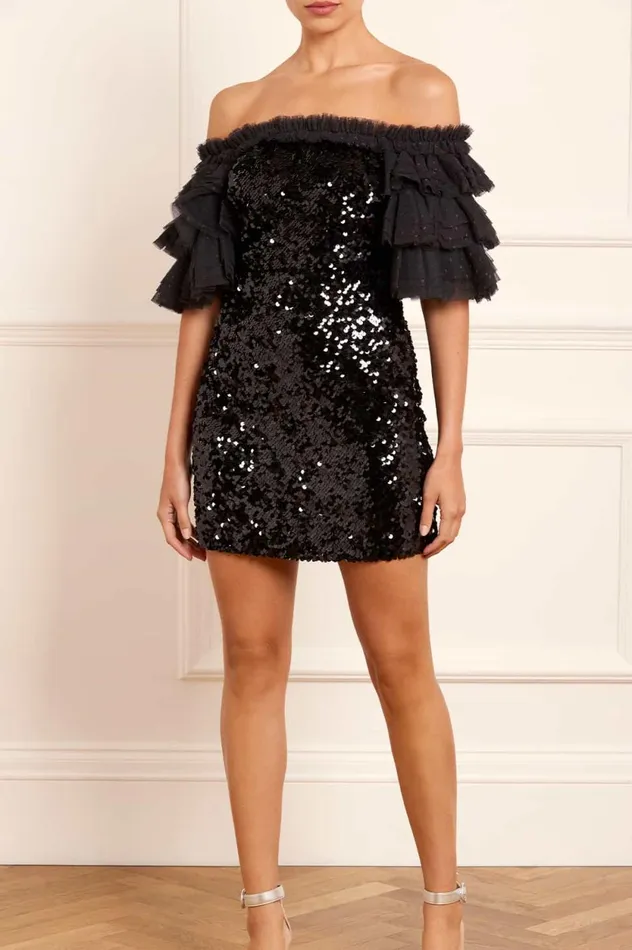 Essie OffShoulder Micro Mini Dress Black Women Needle and Thread Dresses