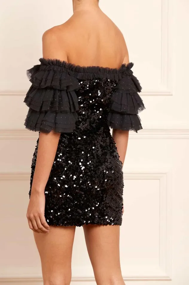 Essie OffShoulder Micro Mini Dress Black Women Needle and Thread Dresses