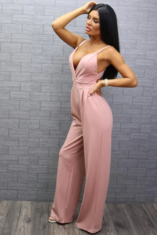 Flack Blush Wrap Strappy Knotted Back Jumpsuit Women Missfiga Jumpsuits Flack Blush Wrap Strappy Knotted Back Jumpsuit Women Missfiga Jumpsuits