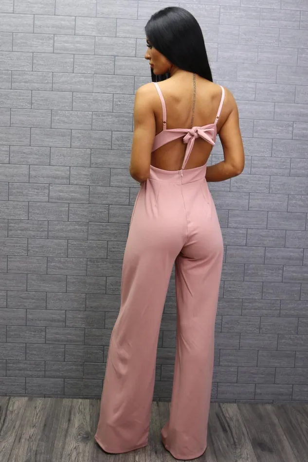 Flack Blush Wrap Strappy Knotted Back Jumpsuit Women Missfiga Jumpsuits Flack Blush Wrap Strappy Knotted Back Jumpsuit Women Missfiga Jumpsuits