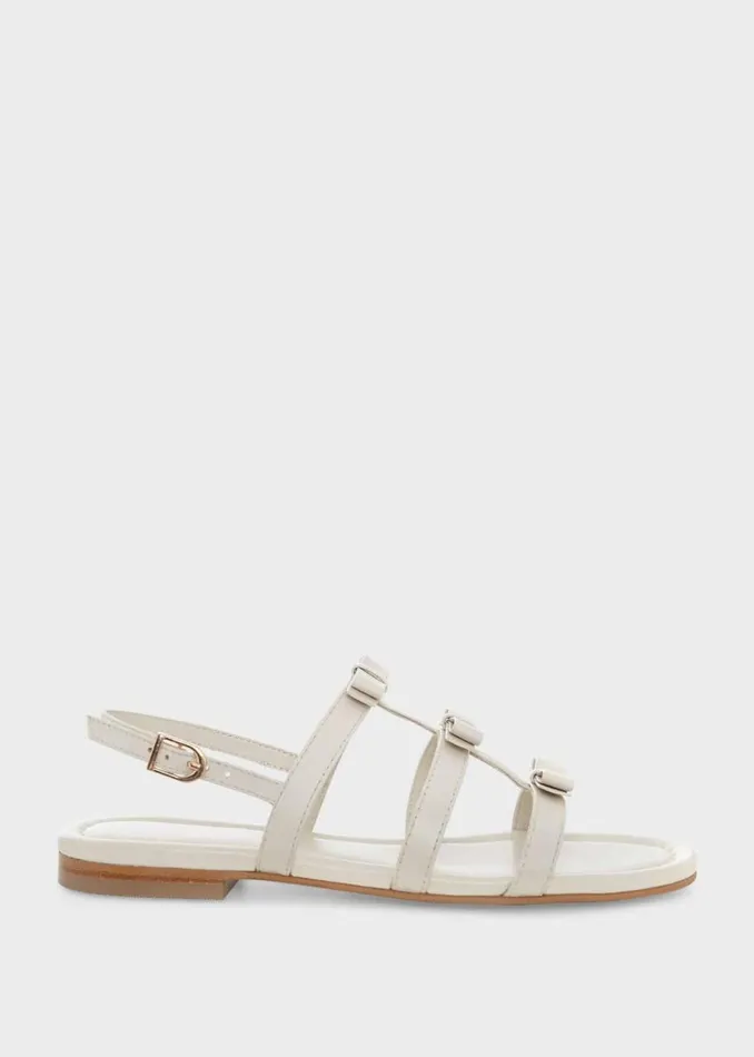 Flats Women HOBBS Holly Leather Bow Sandals White