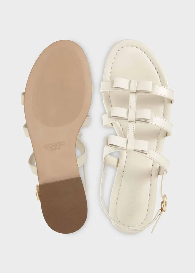 Flats Women HOBBS Holly Leather Bow Sandals White