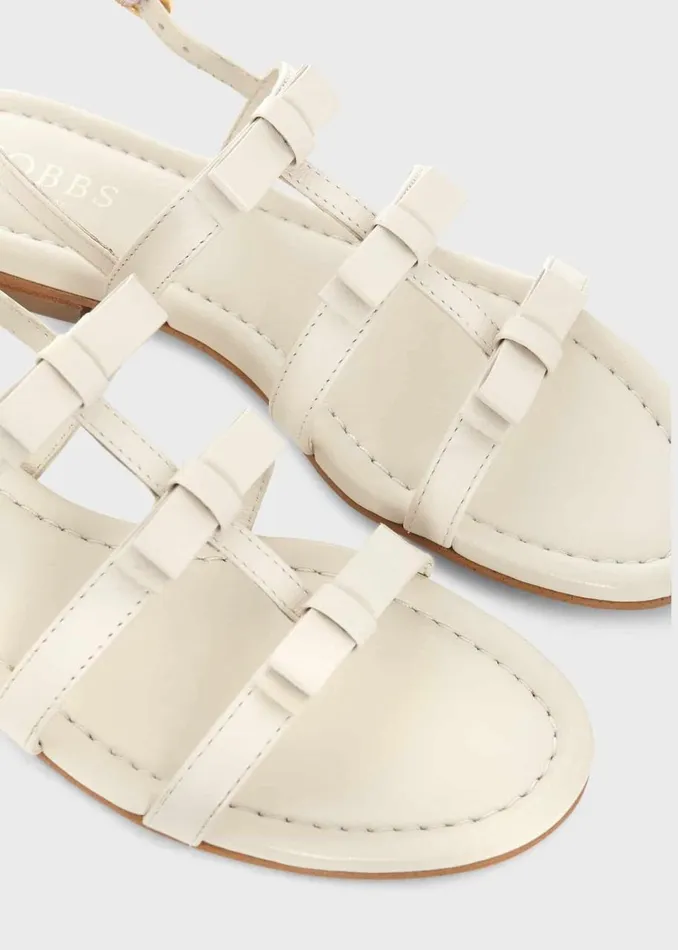 Flats Women HOBBS Holly Leather Bow Sandals White