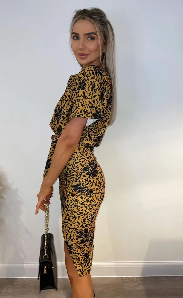 Floral Mustard Judith Batwing Wrap Dress Women Missfiga Wrap Dresses