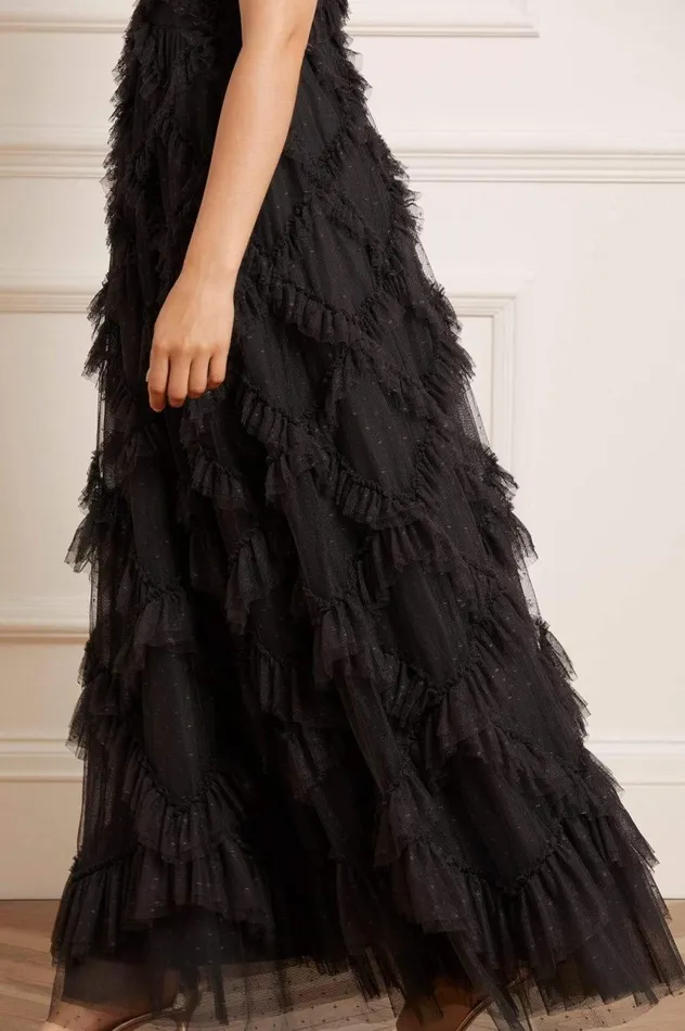 Genevieve Ruffle Gown Black Women Needle and Thread Dresses