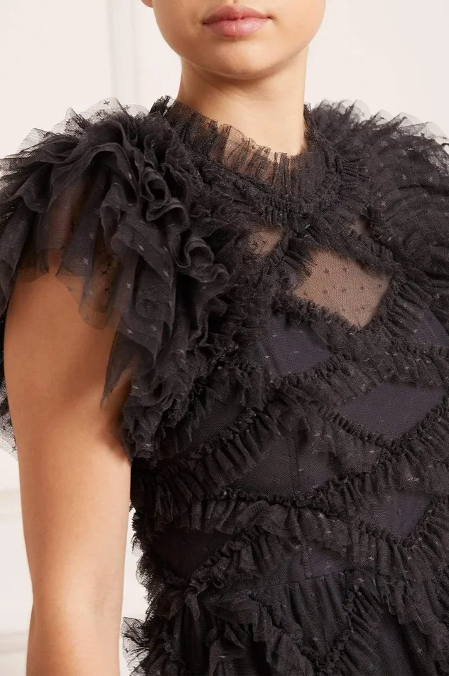 Genevieve Ruffle Gown Black Women Needle and Thread Dresses