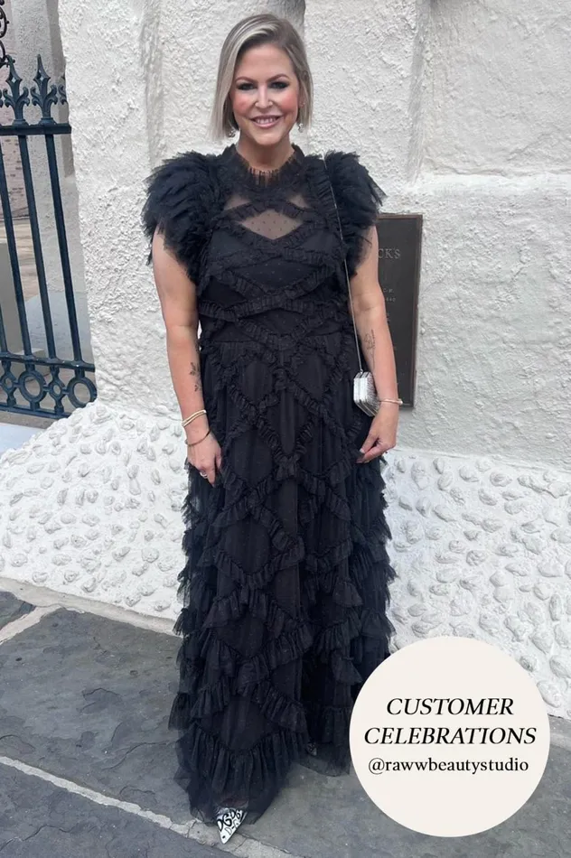 Genevieve Ruffle Gown Black Women Needle and Thread Dresses