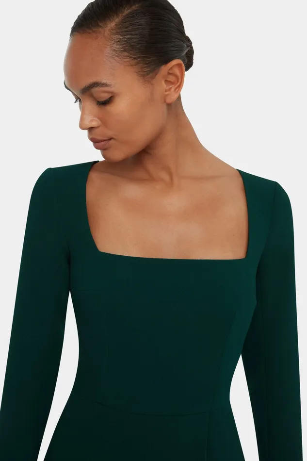 Glenda Dress In Emerald Double Crepe Dresses Emilia Wickstead Women