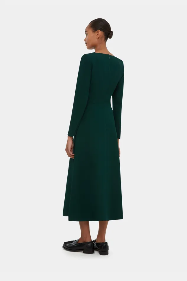 Glenda Dress In Emerald Double Crepe Dresses Emilia Wickstead Women
