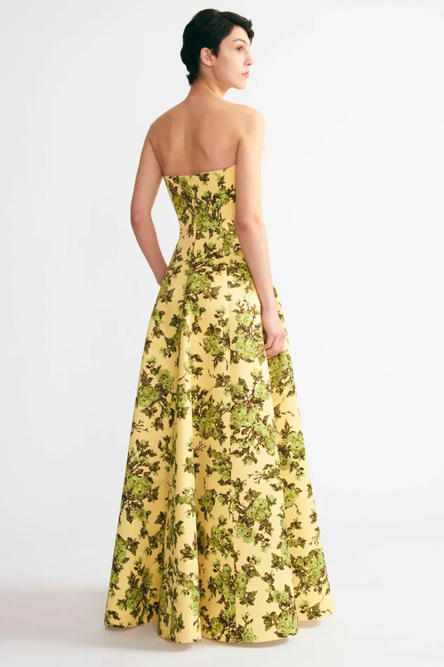 Gowns Ragna Gown Green Rose Floral Print Taffeta Faille 8211 Emilia Wickstead Women
