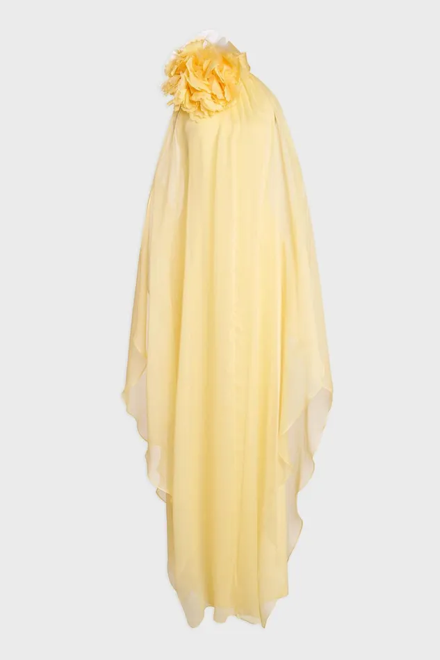 Gowns Women Halston Ginnie Gown In Crepe and Chiffon Buttermilk
