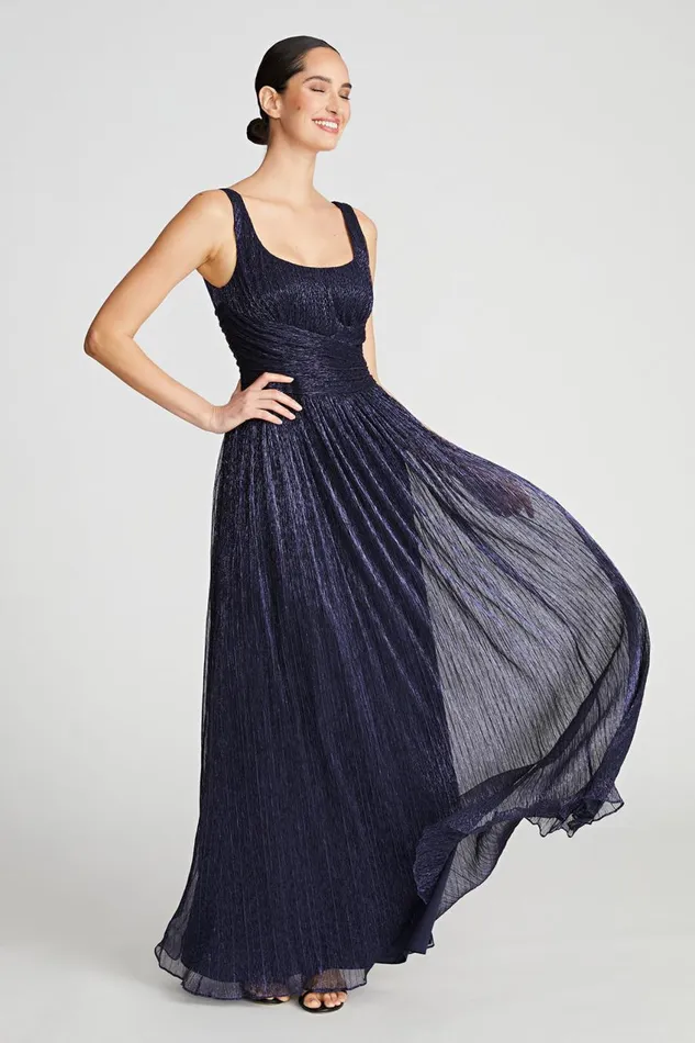 Gowns Women Halston Hollyn Dress In Shimmer Jersey Navy