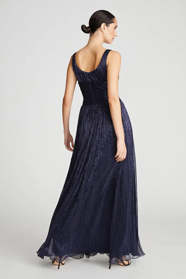 Gowns Women Halston Hollyn Dress In Shimmer Jersey Navy