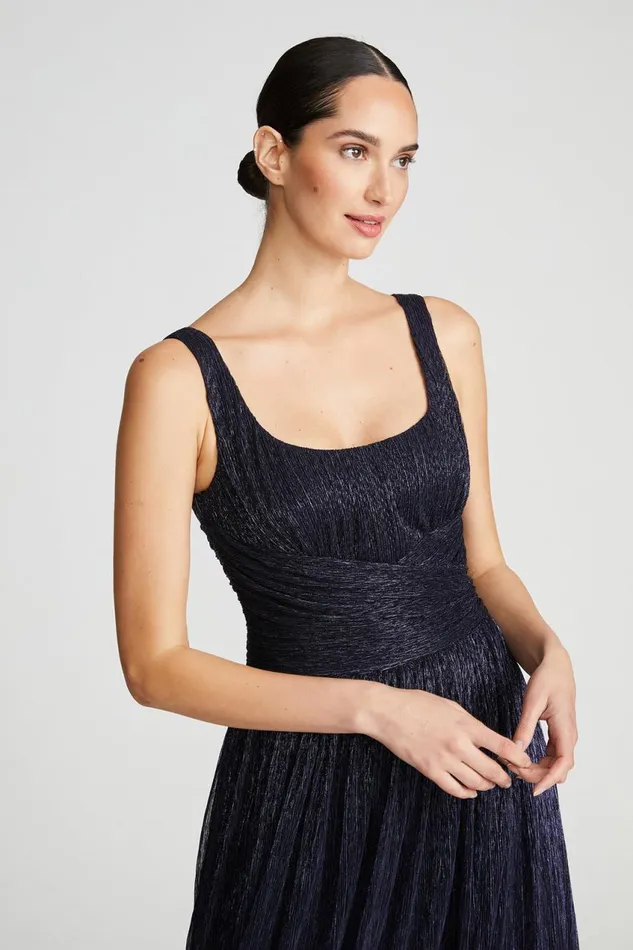 Gowns Women Halston Hollyn Dress In Shimmer Jersey Navy