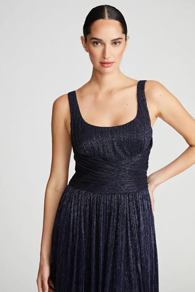 Gowns Women Halston Hollyn Dress In Shimmer Jersey Navy