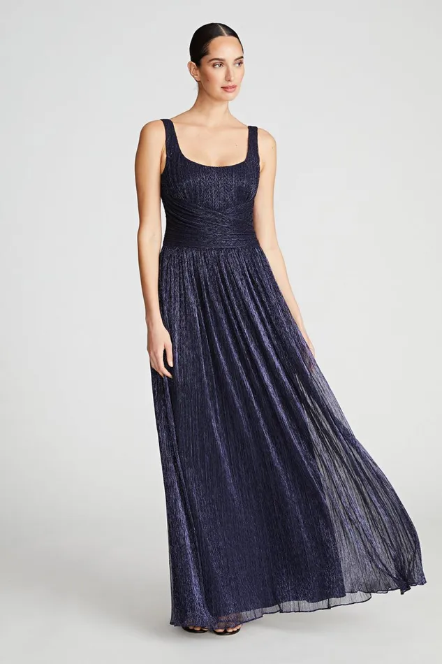 Gowns Women Halston Hollyn Dress In Shimmer Jersey Navy