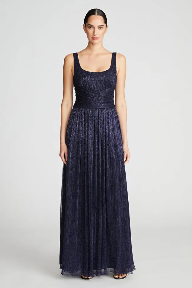 Gowns Women Halston Hollyn Dress In Shimmer Jersey Navy