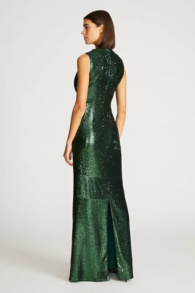 Gowns Women Halston Magdalena Gown In Sequin Bottle Green