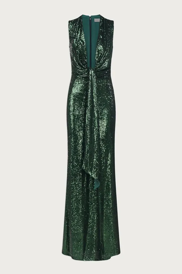 Gowns Women Halston Magdalena Gown In Sequin Bottle Green
