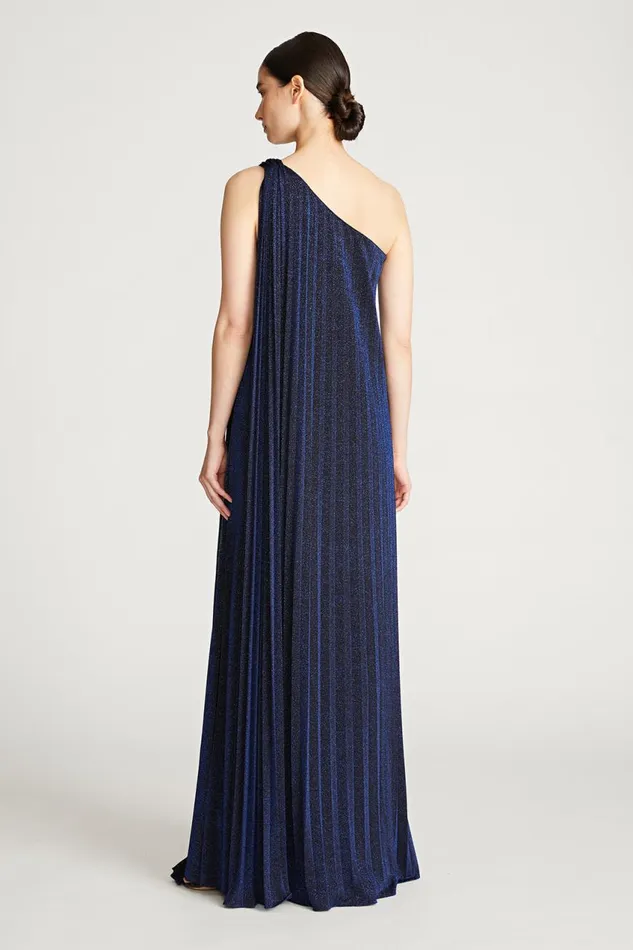 Gowns Women Halston Priya Knit Pleated Gown Navy