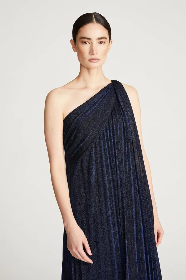 Gowns Women Halston Priya Knit Pleated Gown Navy