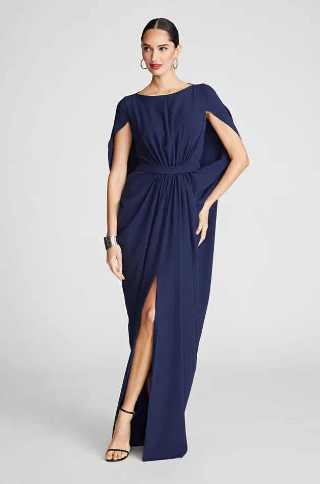 Gowns Women Halston Starla Gown In Fluid Crepe Navy
