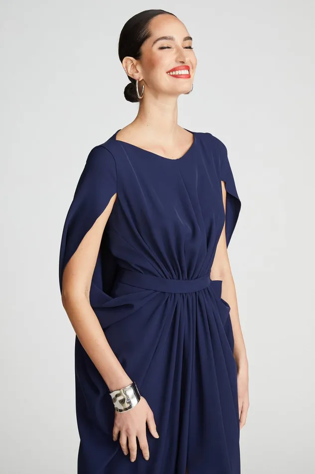Gowns Women Halston Starla Gown In Fluid Crepe Navy
