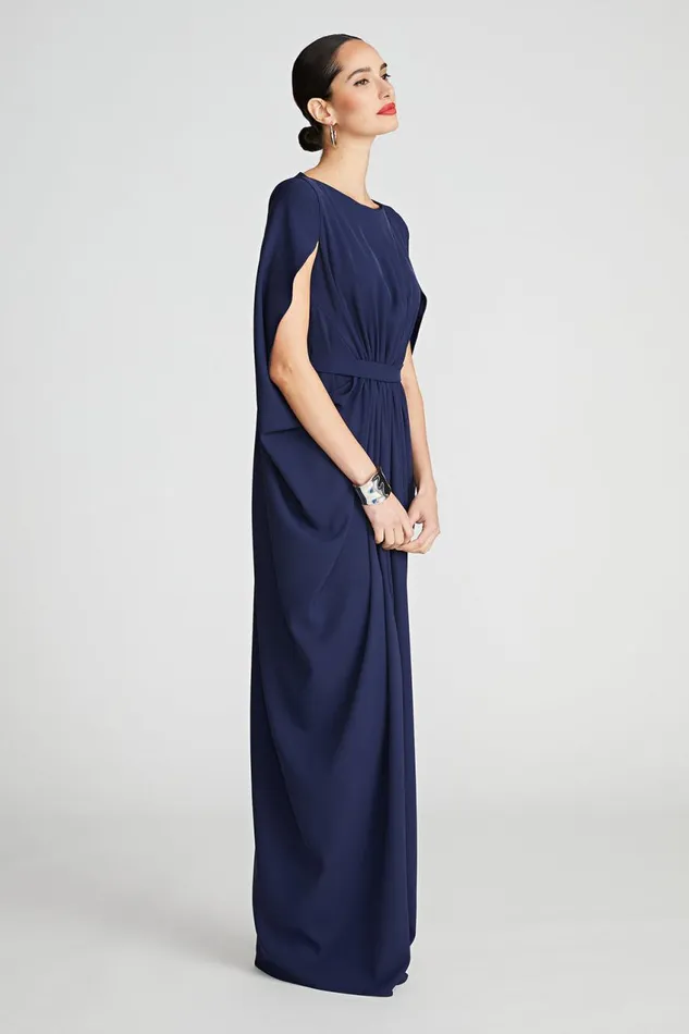 Gowns Women Halston Starla Gown In Fluid Crepe Navy