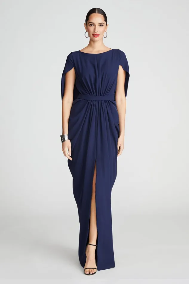 Gowns Women Halston Starla Gown In Fluid Crepe Navy