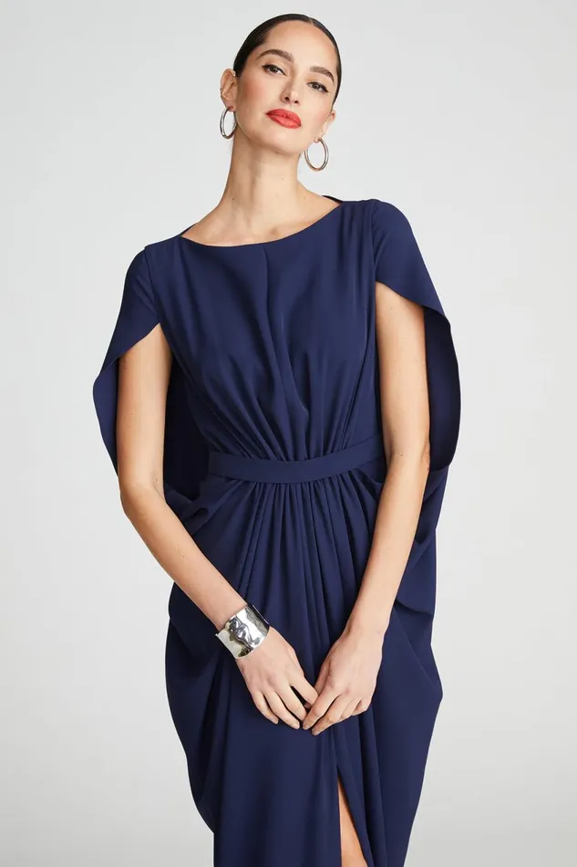 Gowns Women Halston Starla Gown In Fluid Crepe Navy