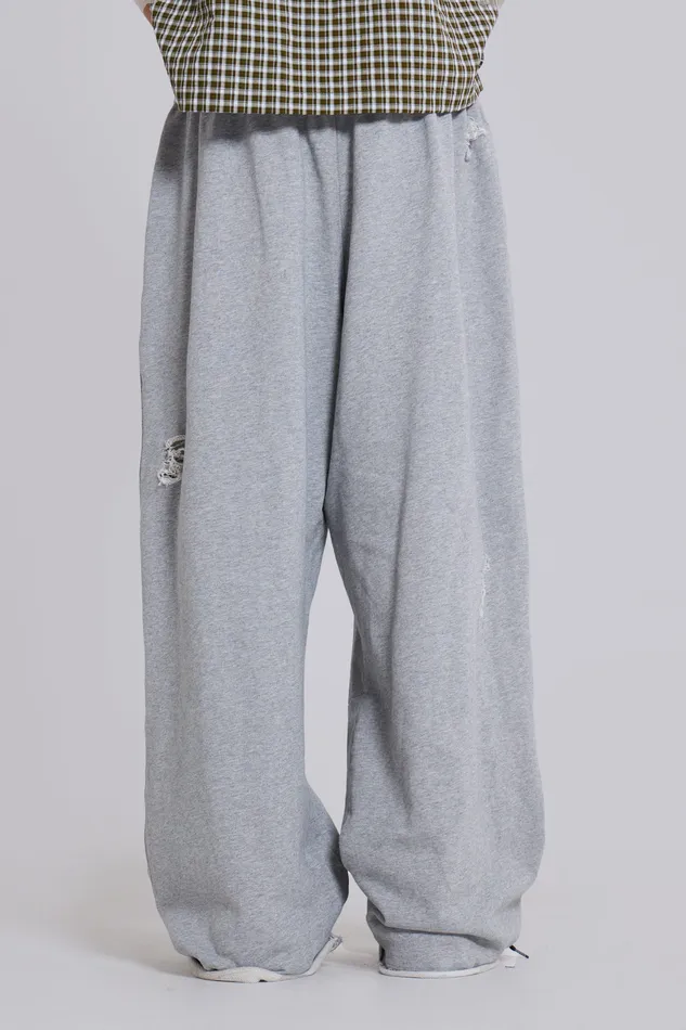 Grey Marl Distressed Monster Joggers Men Loungewear Jaded London