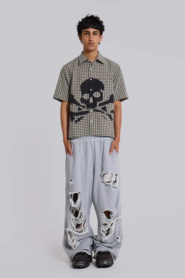 Grey Marl Distressed Monster Joggers Men Loungewear Jaded London