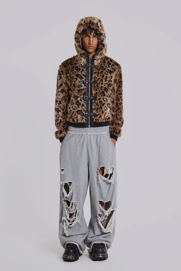 Grey Marl Distressed Monster Joggers Men Loungewear Jaded London