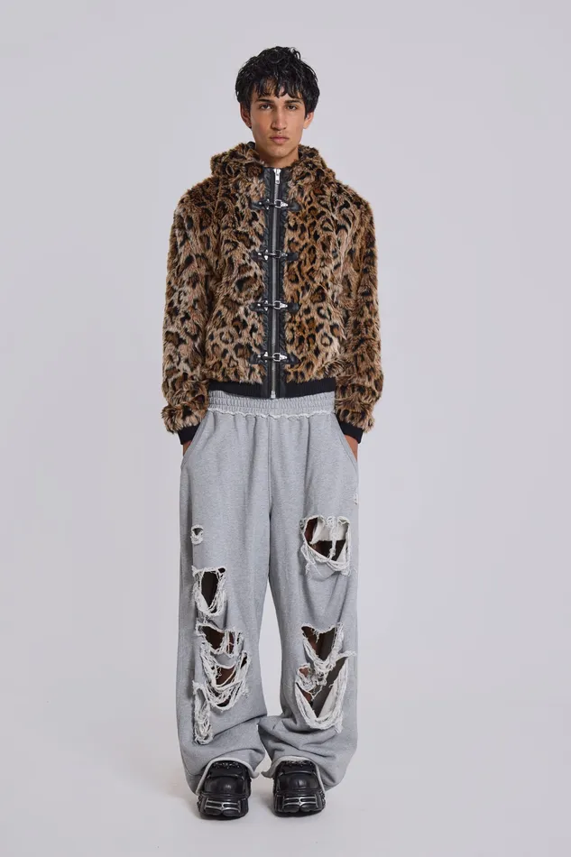 Grey Marl Distressed Monster Joggers Men Loungewear Jaded London