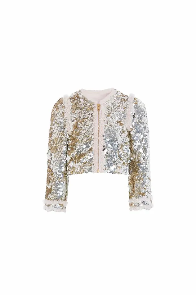 Hallie Kids Bomber Jacket Silver Kids Needle and Thread Kids Partywear