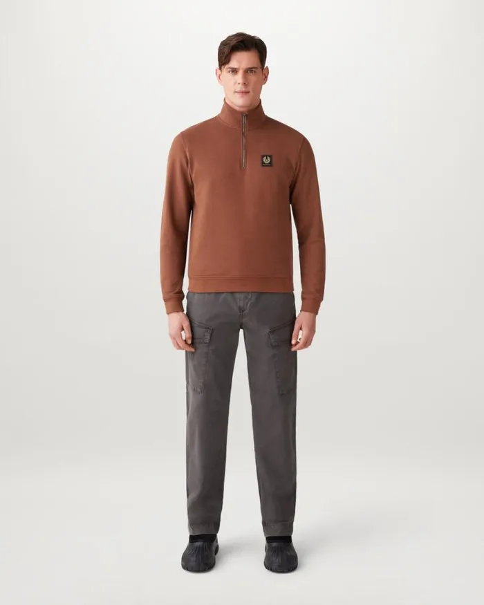 Hoodies and Sweatshirts Men Belstaff Belstaff Quarter Zip Sweatshirt Deep Copper Hoodies and Sweatshirts Men Belstaff Belstaff Quarter Zip Sweatshirt Deep Copper