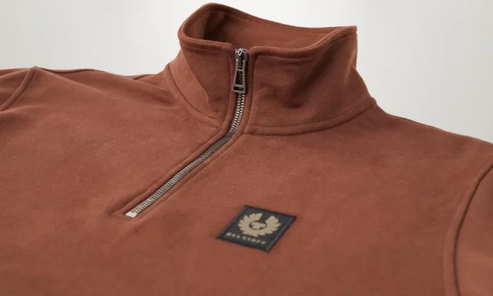 Hoodies and Sweatshirts Men Belstaff Belstaff Quarter Zip Sweatshirt Deep Copper Hoodies and Sweatshirts Men Belstaff Belstaff Quarter Zip Sweatshirt Deep Copper