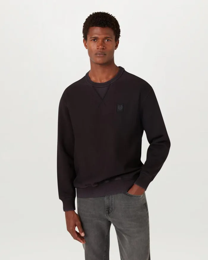 Hoodies and Sweatshirts Men Belstaff Hockley Crewneck Sweatshirt Washed Black Hoodies and Sweatshirts Men Belstaff Hockley Crewneck Sweatshirt Washed Black