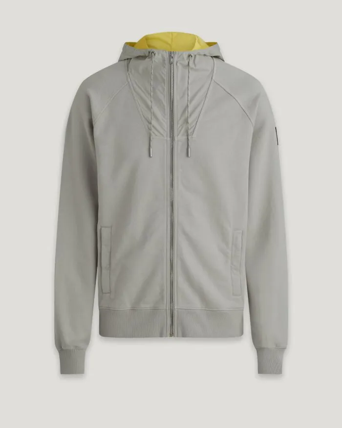 Hoodies and Sweatshirts Men Belstaff Tarn Full Zip Hoodie Cloud Grey Yellow Oxide