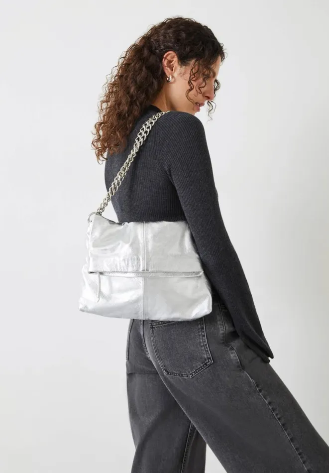 Hush Bags Women Perrie Chain Leather Crossbody Bag Silver