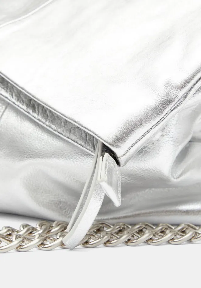 Hush Bags Women Perrie Chain Leather Crossbody Bag Silver