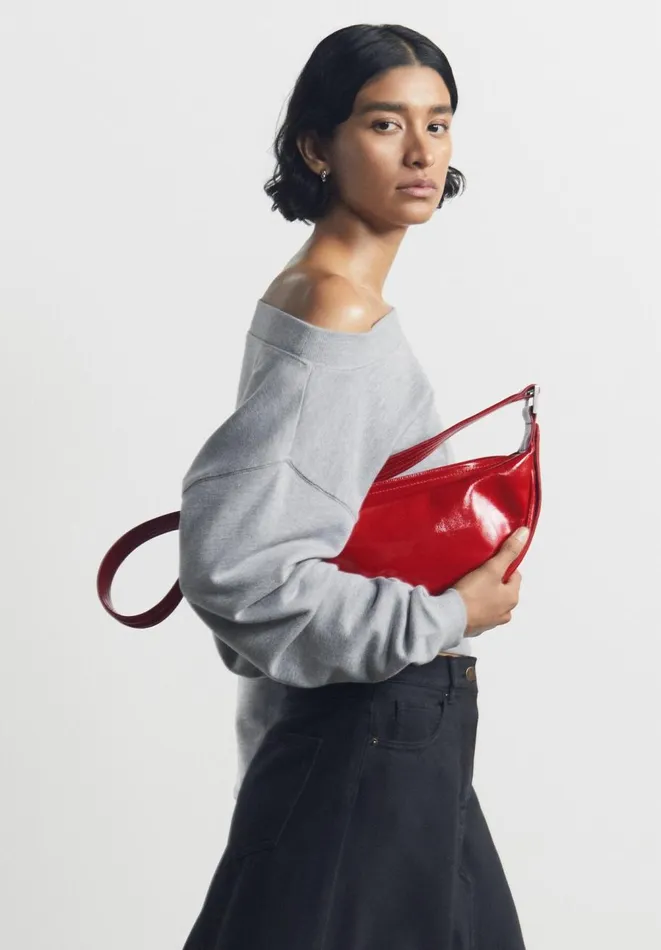 Hush Bags Women Rory Crescent Leather Crossbody Bag Red