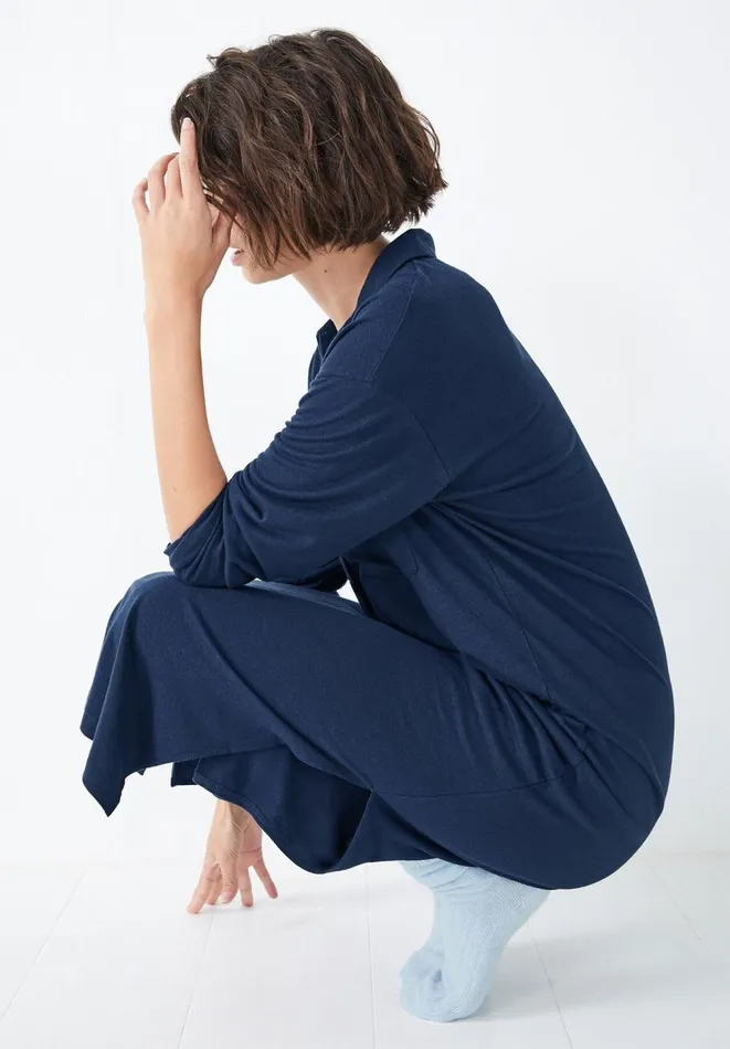 Hush Dresses Women Chesten Linen Blend Jersey Dress Midnight Navy