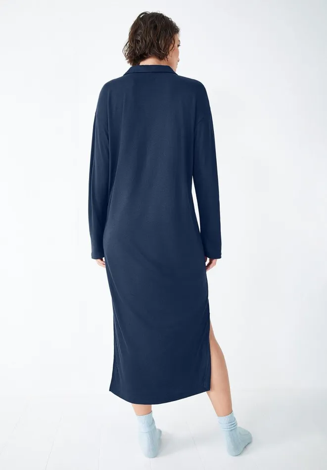 Hush Dresses Women Chesten Linen Blend Jersey Dress Midnight Navy