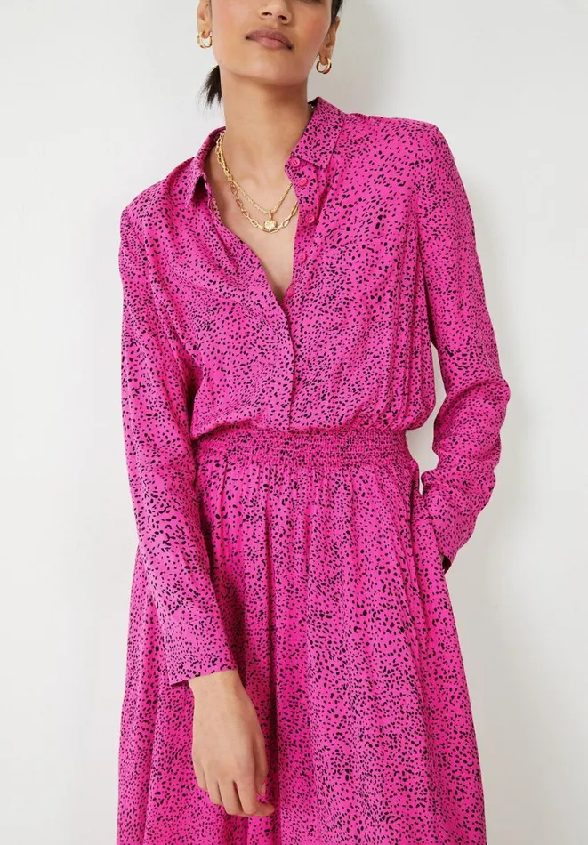 Hush Dresses Women Kensington Long Sleeve Dress Speckled Dots Hot Pink Hush Dresses Women Kensington Long Sleeve Dress Speckled Dots Hot Pink